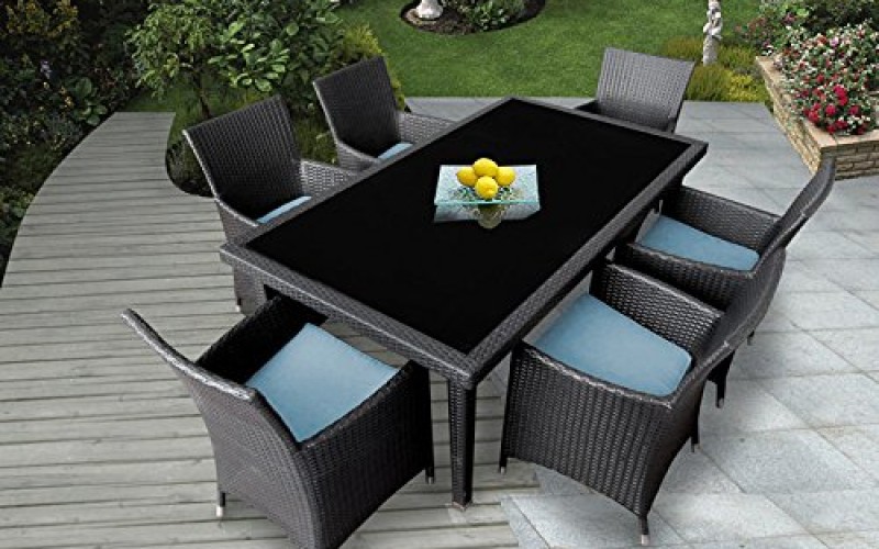 Genuine Ohana Outdoor Patio Wicker Furniture 7pc All Weather Dining Set Review