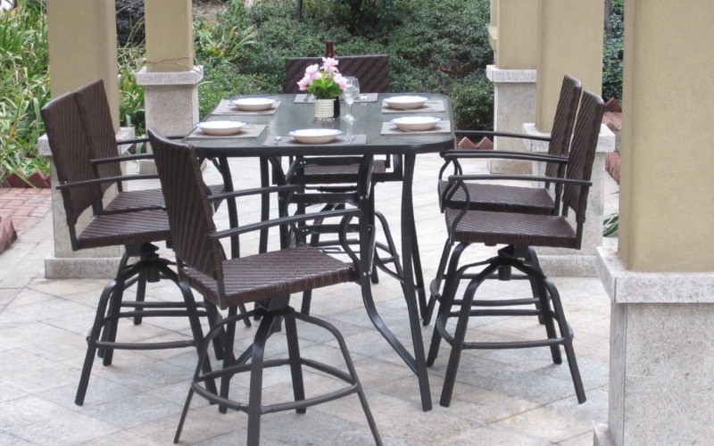 Pebble Lane Living 7-Piece Handwoven Outdoor Wicker Patio Bar Dining Set Review